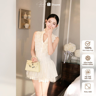Đầm tơ hoa Khiết Style 2 tầng phối bèo nhúng bay bổng, phong cách tiểu thư nhẹ nhàng KD254