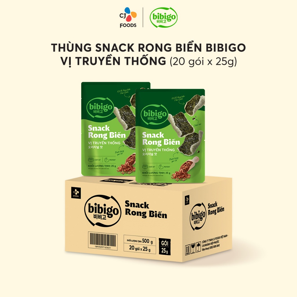 [Combo] Snack Rong biển ăn liền Hàn Quốc Bibigo (9 gói hoặc Thùng 20 ...