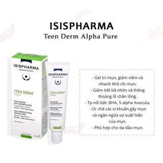 (TEM CÔNG TY) ISISPHARMA Kem Hỗ Trợ Trị Mụn Trứng Cá - TEEN DERM ALPHA PURE (30ml)