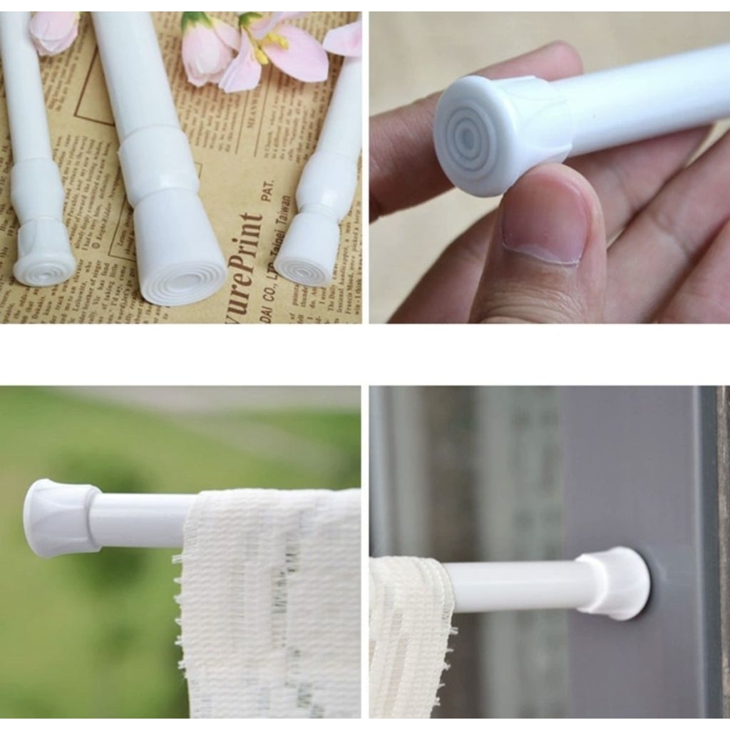 Thanh treo màn noren nhôm 55-90/70-120cm/84cm-140cm/104cm-190cn/135cm-240cm (thanh tiện dụng không ốc vít)