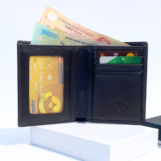 Ví Da Nam MINI Cao Cấp TH HANDMADE,  Da bò thật loại 1 | Kiểu Dáng đứng có khóa | Kích thước  11 x 8.5 cm ( Nâu/đen)