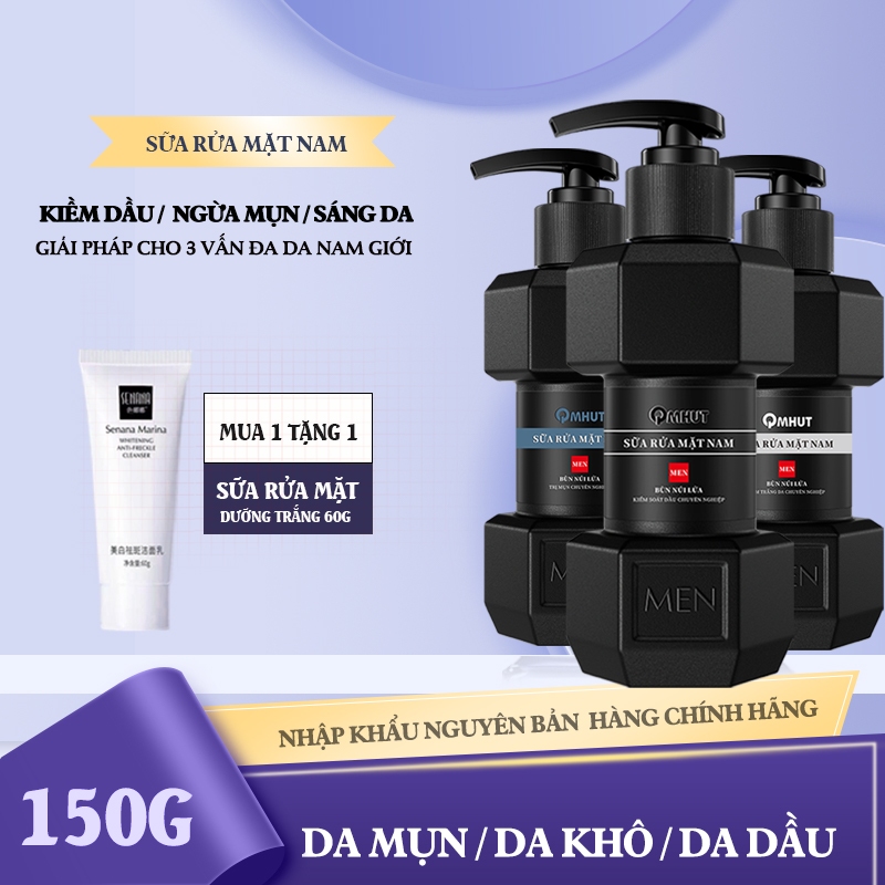 【Mua 1 Tặng 1】Sữa rửa mặt nam làm sạch sâu cân bằng da, giúp giảm mụn cho da dầu mụn, sạch dầu nhờn ngừa mụn