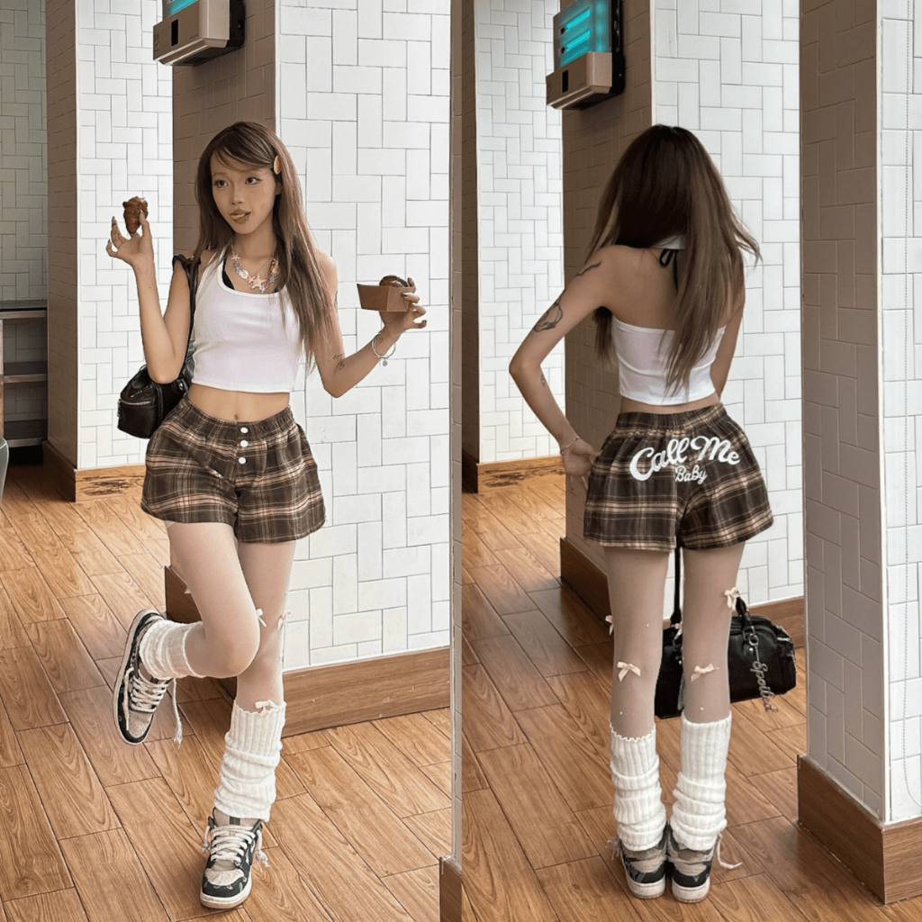 QUẦN SHORT NỈ DẠ LOGO THÊU CALL ME CARO FFCLUB MIX