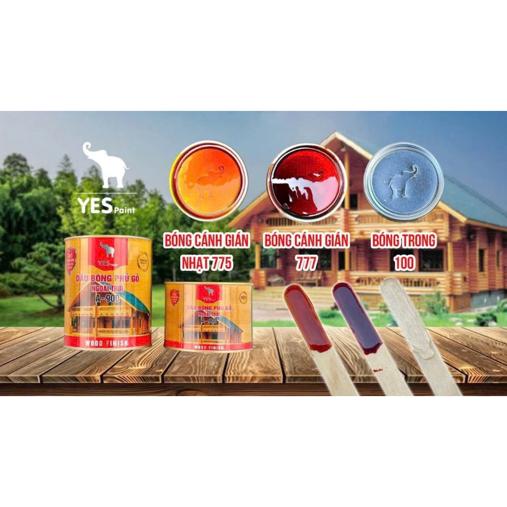 {Lon 400gram} Sơn Dầu bóng phủ GỖ ngoài trời A-900 YES (Hệ thơm) - phun trực tiếp, không cần lót