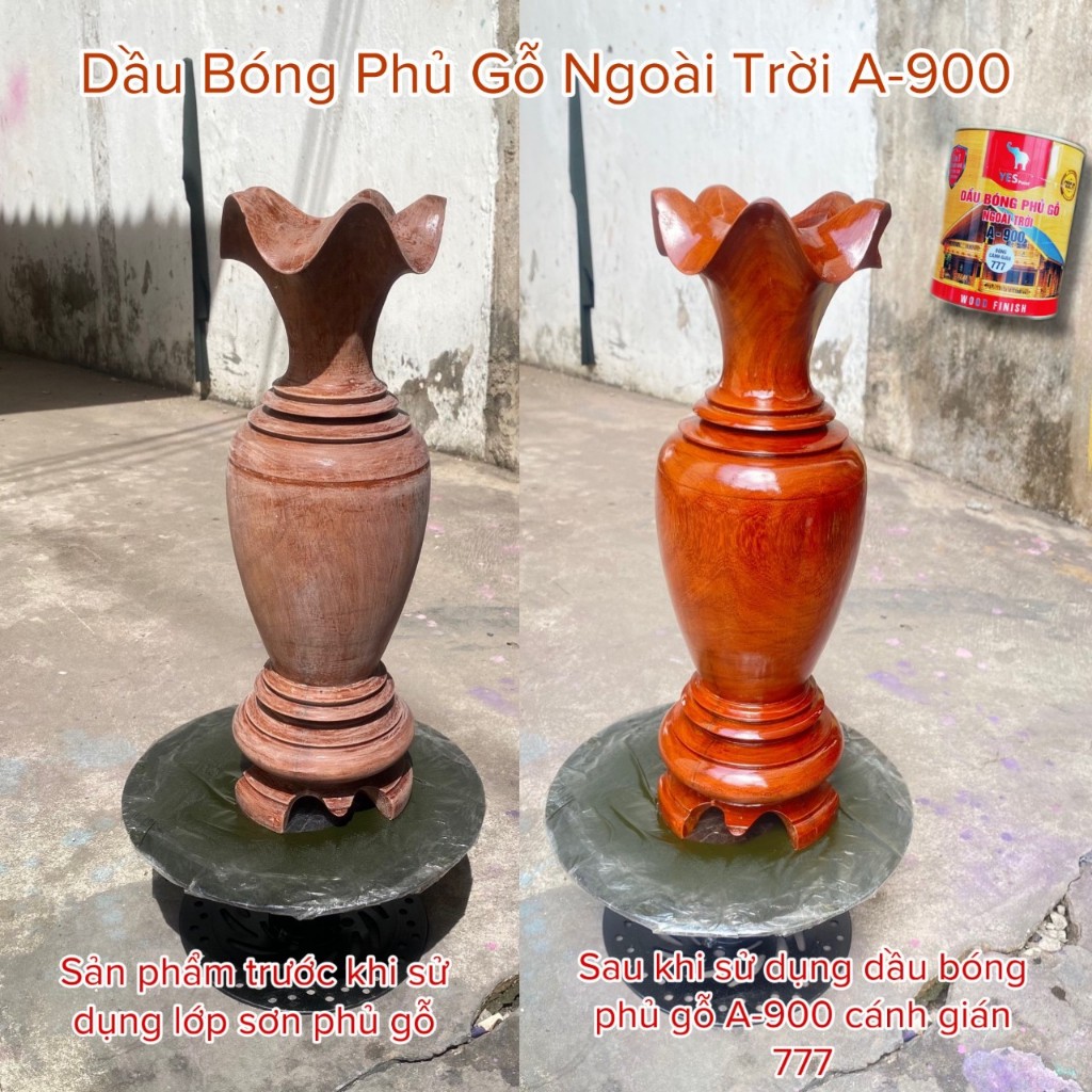 {Lon 400gram} Sơn Dầu bóng phủ GỖ ngoài trời A-900 YES (Hệ thơm) - phun trực tiếp, không cần lót