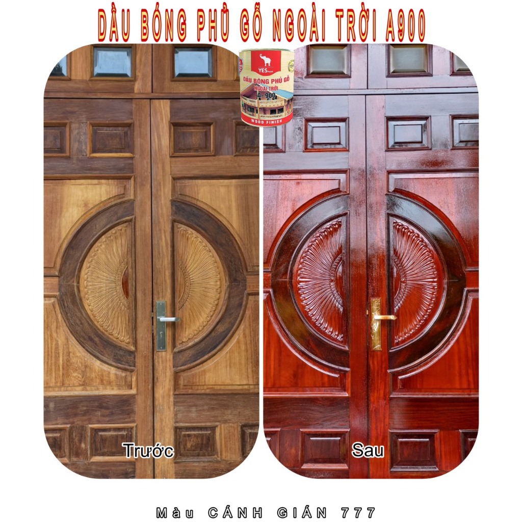 {Lon 400gram} Sơn Dầu bóng phủ GỖ ngoài trời A-900 YES (Hệ thơm) - phun trực tiếp, không cần lót