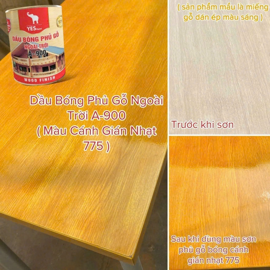 {Lon 400gram} Sơn Dầu bóng phủ GỖ ngoài trời A-900 YES (Hệ thơm) - phun trực tiếp, không cần lót