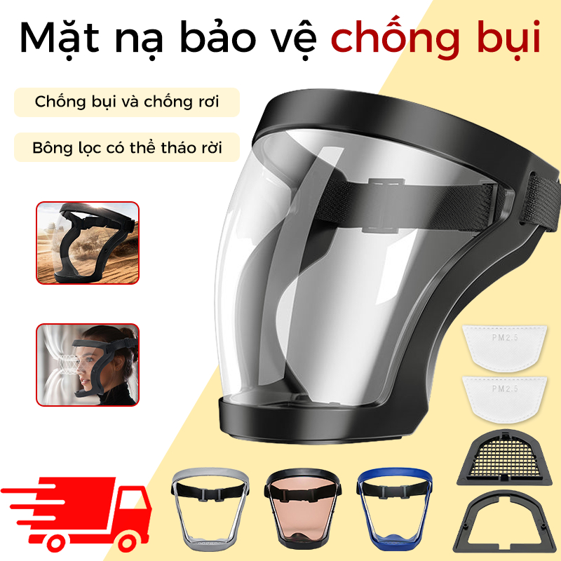 Mặt nạ bảo vệ chống bụi Mặt Acrylic Trong Suốt, Kính Chống Giọt Bắn, Kính Bảo Hộ Chống Bụi Có Lỗ Thoát Khí Với bông lọc