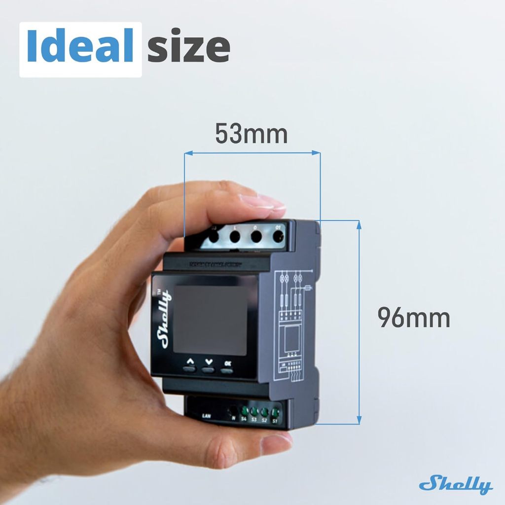Shelly Pro 4PM Công tắc chuyển tiếp Wifi LAN 4 kênh thích hợp cho nhà tự động hóa với chức năng đo năng lượng từ xa