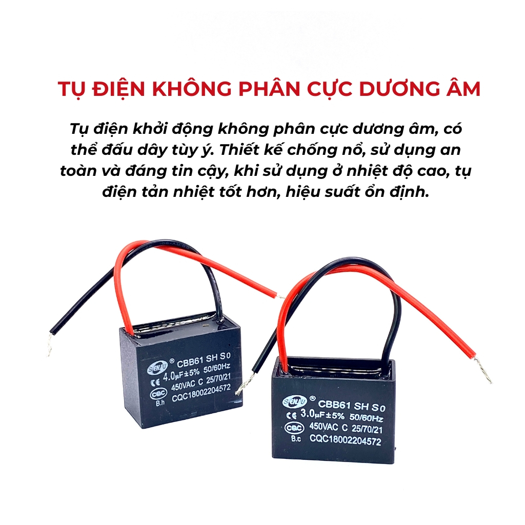 Tụ quạt điện SENJU cbb61 1uF-16uF tụ quạt senko, tụ quạt trần chính hãng đảm bảo chất lượng ilinhkien.
