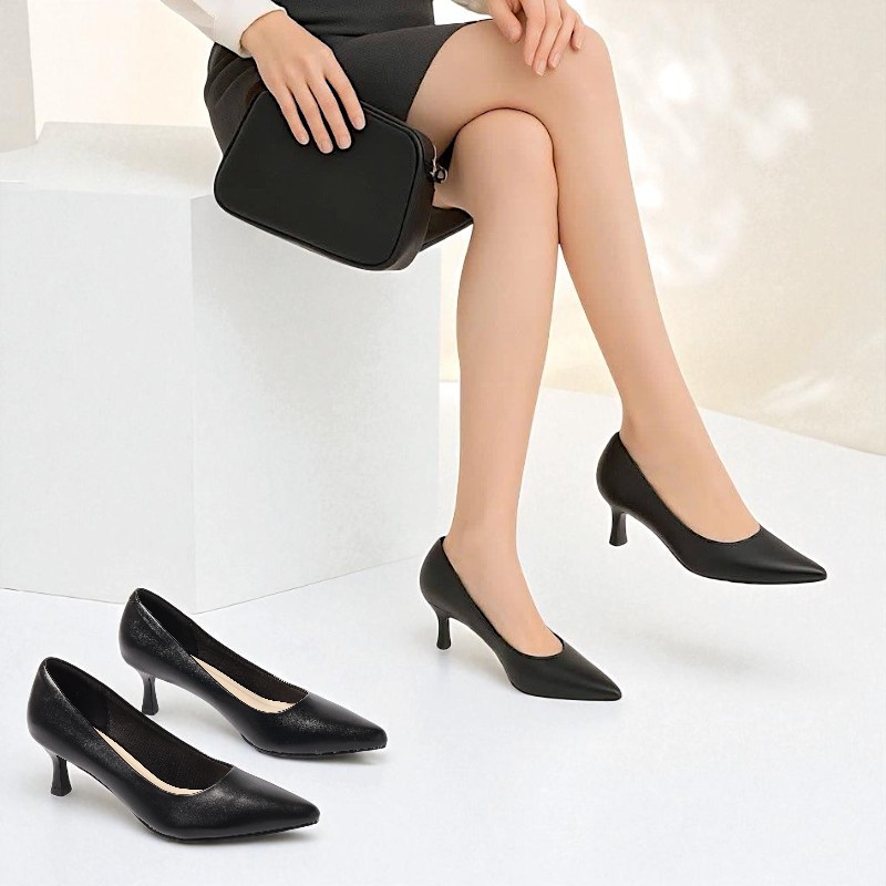 Giày Cao Gót 5,5cm Basic Mũi Nhọn Gót Thanh Pixie H324