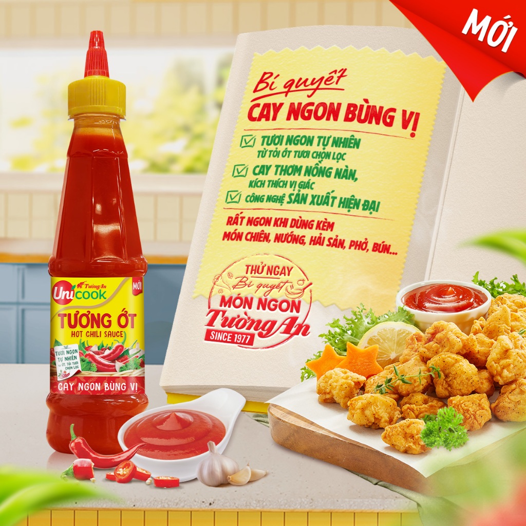 Combo 4 Chai Tương Ớt Tường An Unicook 310g