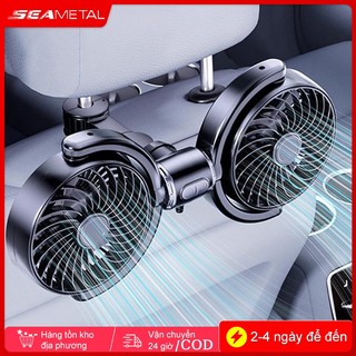 SEAMETAL Car Dual HeadFan Ghế Sau Xoay Được Quạt Kép USB Sạc 3 Tốc Độ Có Thể Điều Chỉnh Im Lặng Quạt Làm Mát Không Khí