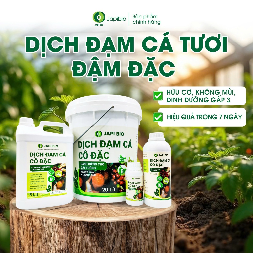 Đạm cá amino cô đặc Japi Bio 250ML 1L 2L  – Dinh dưỡng gấp 3 lần – Siêu kích rễ, bật chồi, ra hoa và đậu quả