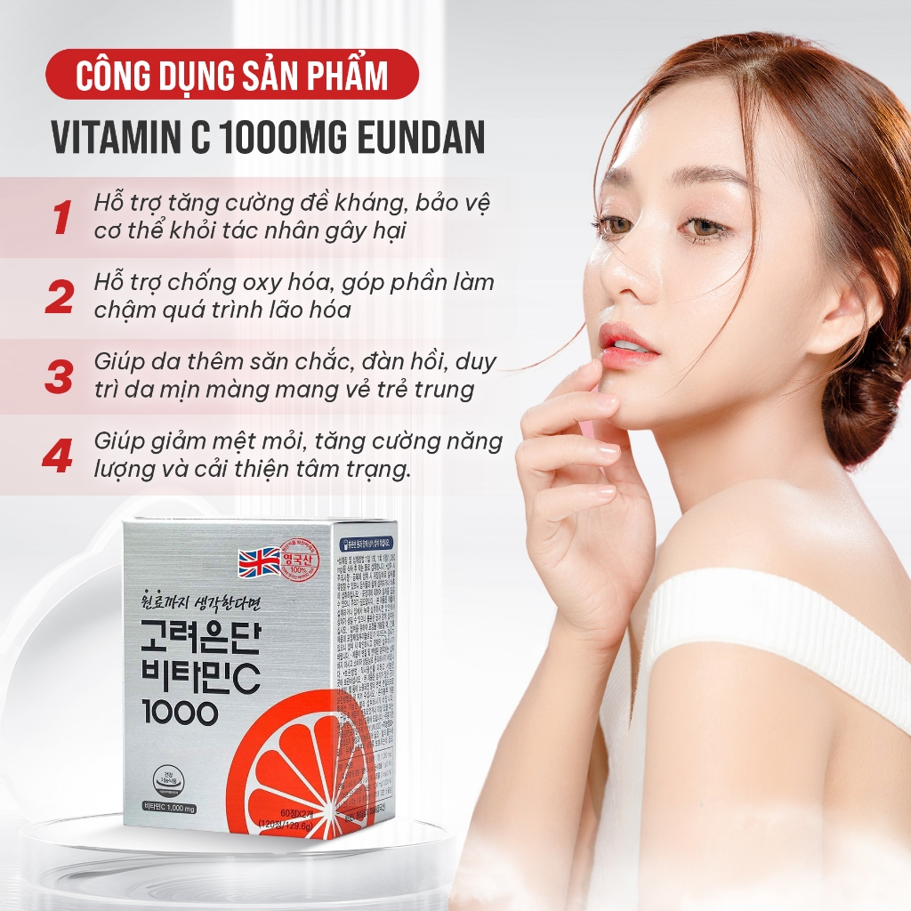 (TPBVSK) Viên Uống Eundan Vitamin C Hàn Quốc Giúp Tăng Cường Hệ Miễn Dịch Làm Đẹp Da 1000mg - Hộp 120 Viên | BigBuy360 - bigbuy360.vn