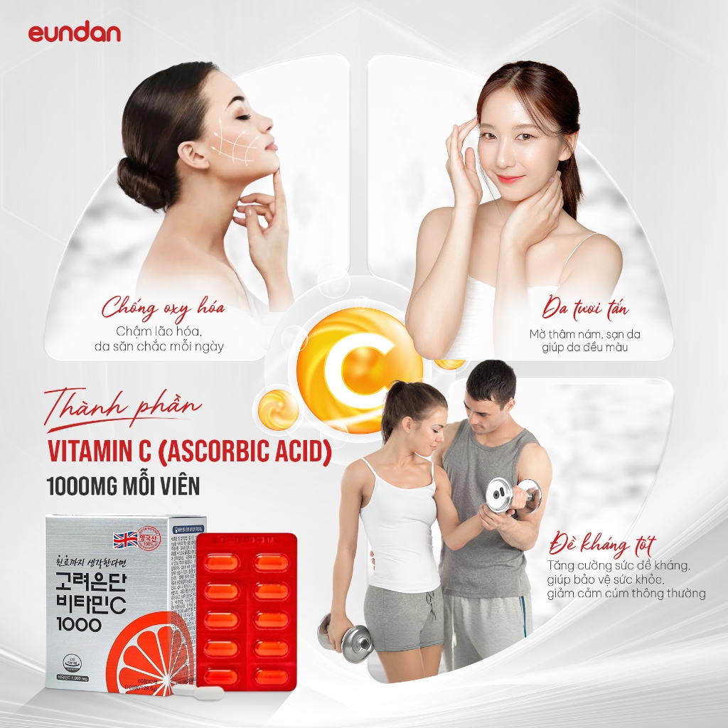 (TPBVSK) Viên Uống Eundan Vitamin C Hàn Quốc Giúp Tăng Cường Hệ Miễn Dịch Làm Đẹp Da 1000mg - Hộp 120 Viên | BigBuy360 - bigbuy360.vn