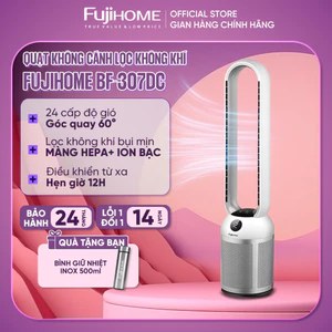 Quạt không cánh tích hợp lọc không khí FUJIHOME Nhập Khẩu, điều khiển từ xa 24 chế độ gió màn LCD hiển thị nhiệt độ