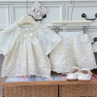 [B&G] Sét bộ đùi thêu nơ ngực tiểu thư cao cấp cho bé gái từ 8-40kg(1-10 tuổi)