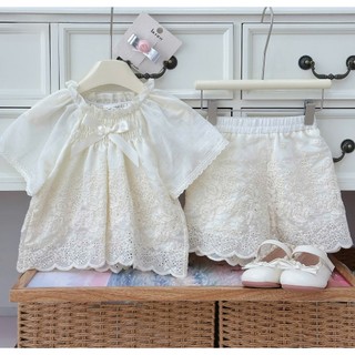 [B&G] Sét bộ đùi thêu nơ ngực tiểu thư cao cấp cho bé gái từ 8-40kg(1-10 tuổi)