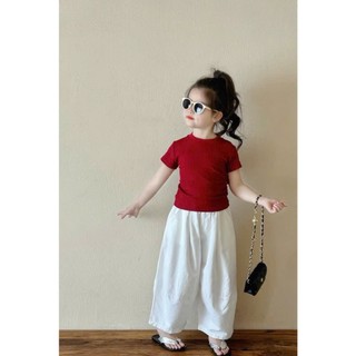 [B&G] Sét bộ áo thun gân đỏ kèm quần kaki rộng cá tính cho bé gái từ 10-45kg(2-12 tuổi)