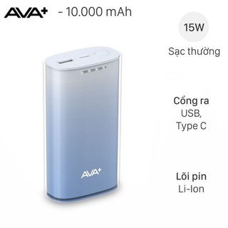 Pin sạc dự phòng 10000mAh Type C AVA+ DS608A Xanh like new 99 Bảo hành 12 tháng