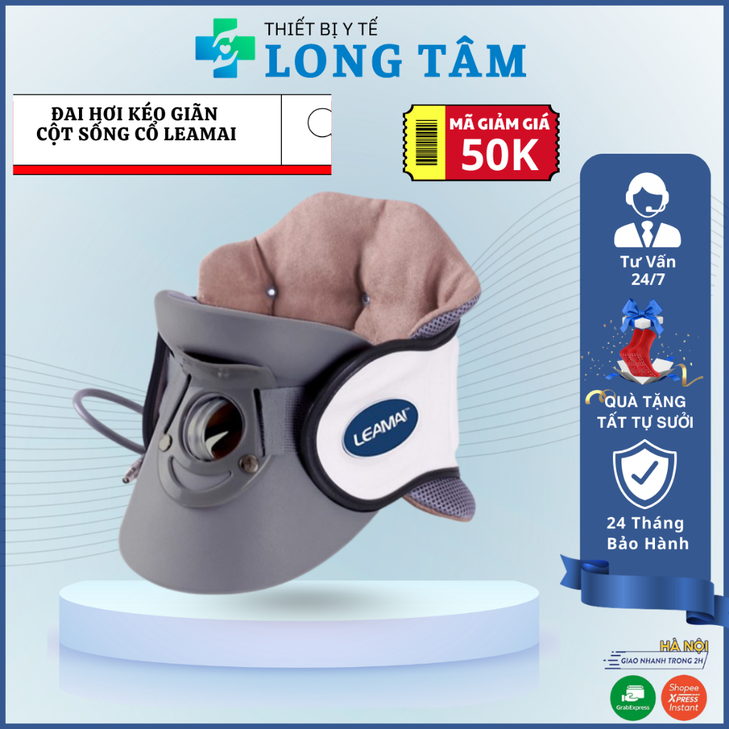 Đai Hơi Kéo Giãn Cột Sống Cổ LE C02 [ BẢO HÀNH 24 THÁNG ] Đai Kéo Cổ, Hỗ Trợ Chấn Thương Cổ, Thoái Hóa Đốt Sống Cổ