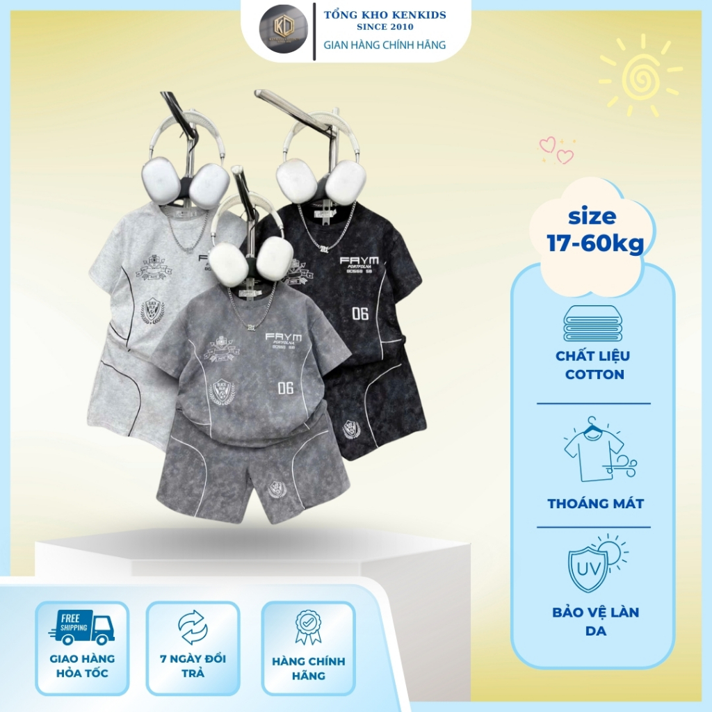 A Bộ Quần Áo Cho Bé Trai Cotton Cao Cấp 17-60kg số 06 Vải Mềm Mịn Thoáng Mát, Co Giãn 4 Chiều, 3 Màu A