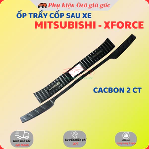 Ốp trầy cốp sau xe trong, ngoài xe Mitsubishi Xforce 2023 2024 2025 2026 Mẫu Vân Cacbon Cao Cấp, sang trọng