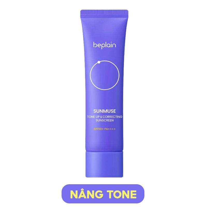 Kem chống nắng BEPLAIN Sunmuse lai Vật Lý & Hoá Học Nâng Tone & Hiệu chỉnh da SPF 50+ PA++++  50ML (Màu Tím)