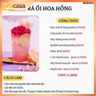1kg - Mứt ổi hồng Boduo - sử dụng cho pha trà trái cây, soda, yogurt, topping - Nguyên liệu pha chế chính hãng
