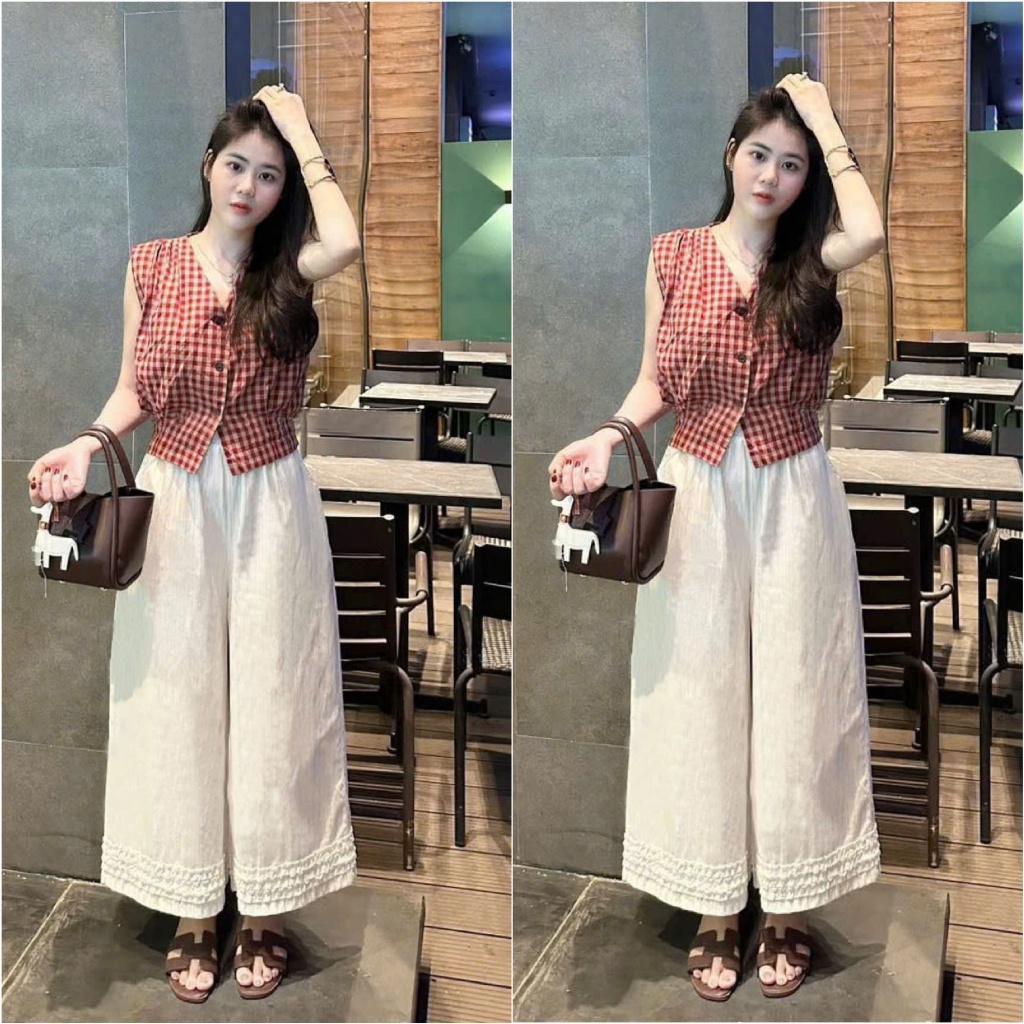 2026. [KẺ CARO- Quần Lửng Bèo] Sét áo chất kết hàn+ quần đũi lửng mềm mát. Đủ size SMLXL 40kg- 70kg