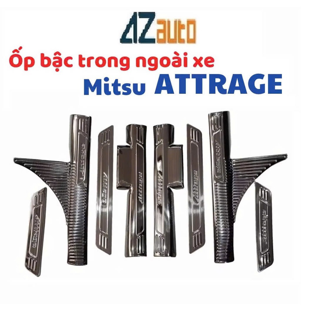 Ốp bậc cửa, nẹp bước chân xe Mitsubishi Attrage 2016-2023 vân Titan cao cấp