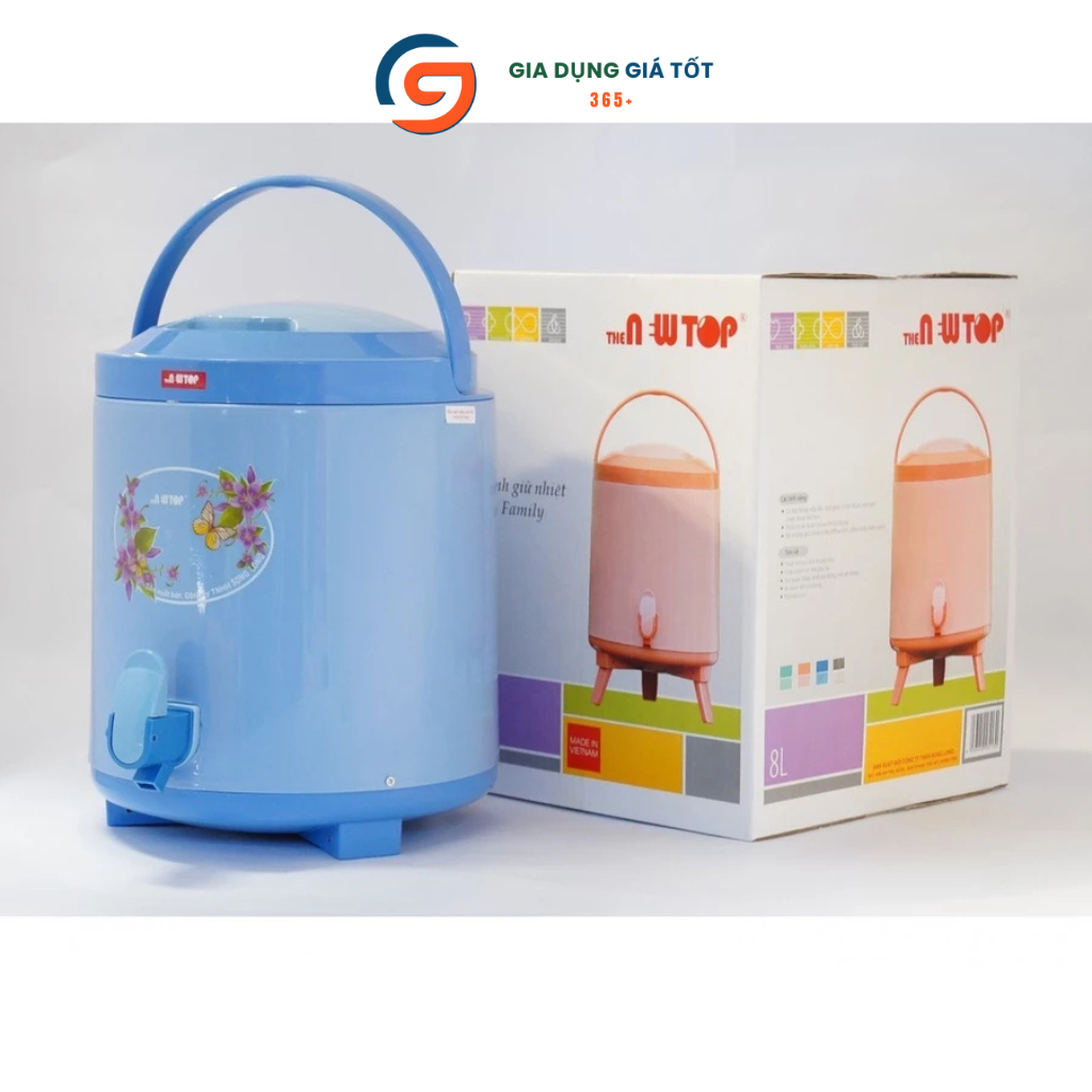 Bình nước giữ lạnh có vòi Song Long 6 lít nhựa dày, bình giữ nhiệt có chân đế, dùng tiệc, quán ăn