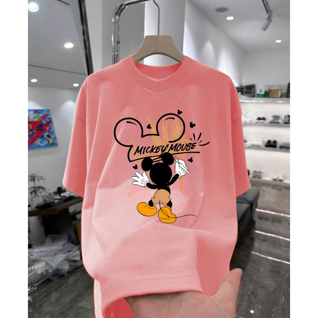 Áo thun in hình Mickey Mouse tự vẽ họa tiết Graffiti Form Rộng Cotton Việt Mềm Mịn Thoáng Mát