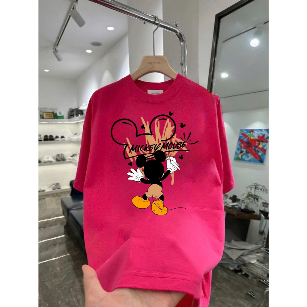 Áo thun in hình Mickey Mouse tự vẽ họa tiết Graffiti Form Rộng Cotton Việt Mềm Mịn Thoáng Mát