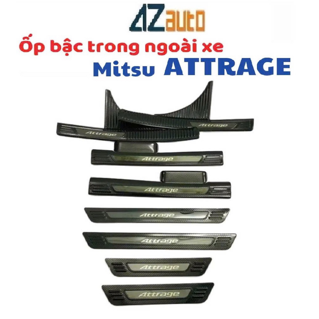 Ốp bậc cửa, nẹp bước chân xe Attrage 2016-2024 vân Carbon cao cấp
