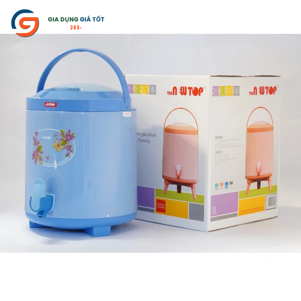 Bình đựng nước giữ lạnh có vòi Song Long 8 lít, bình giữ nhiệt có chân đế dùng gia đình, quán ăn