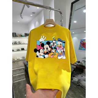 Áo thun hoạt hình Mickey Disney MK15 unisex nam nữ form rộng 100% cotton