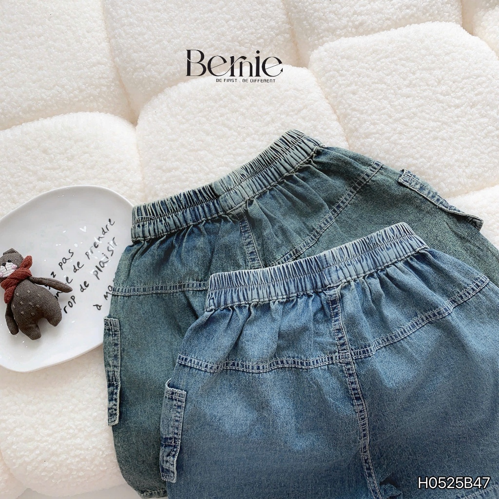 Set bộ cotton cộc tay in hình phối quần bò cá tính cho bé, set bộ thun cổ tròn bé trai áo phông quần jeans đẹp H0525B47