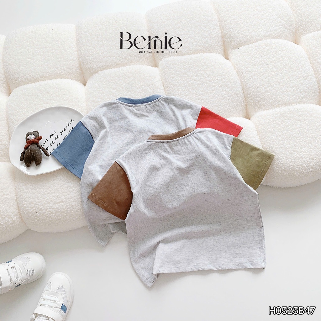 Set bộ cotton cộc tay in hình phối quần bò cá tính cho bé, set bộ thun cổ tròn bé trai áo phông quần jeans đẹp H0525B47