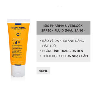 (TEM CÔNG TY) Kem chống nắng dành cho da khô ISIS Pharma Uveblock SPF50+ Fluide 40ml