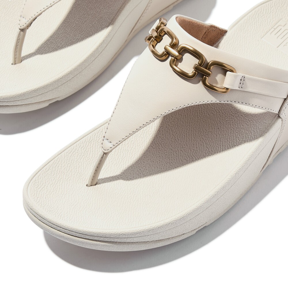 Xăng Đan Xỏ Ngón Nữ LULU SQUARE-CHAIN LEATHER TOE-POST E1I-A99