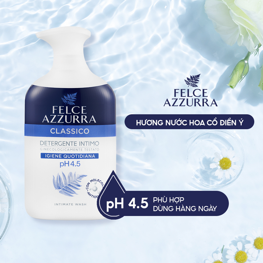 Dung dịch vệ sinh phụ nữ Felce Azzura cân bằng độ PH hương nước hoa cao cấp Ý - 250ml - NK Ý