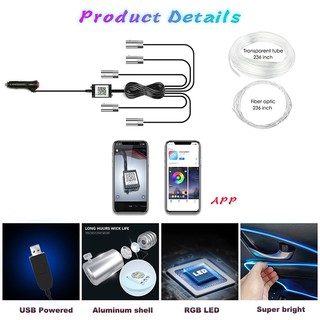 Seametal neon Đèn led neon Trang Trí Nội Thất Xe Hơi rgb Không Dây Điều Khiển app