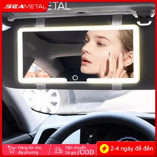 SEAMETAL Gương Trang Điểm Trên Ô Tô Với Đèn LED 3 Chế Độ Ánh Sáng Gắn Chắn Nắng Xe Hơi, sạc USB Đa năng cao cấp