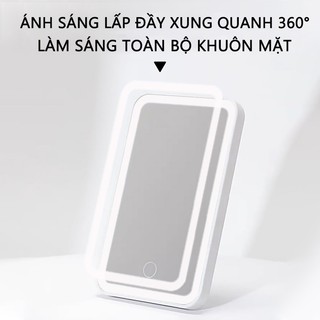 SEAMETAL Gương Trang Điểm Trên Ô Tô Với Đèn LED 3 Chế Độ Ánh Sáng Gắn Chắn Nắng Xe Hơi, sạc USB Đa năng cao cấp