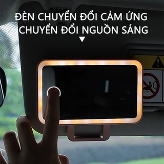 SEAMETAL Gương Trang Điểm Trên Ô Tô Với Đèn LED 3 Chế Độ Ánh Sáng Gắn Chắn Nắng Xe Hơi, sạc USB Đa năng cao cấp