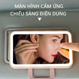 SEAMETAL Gương Trang Điểm Trên Ô Tô Với Đèn LED 3 Chế Độ Ánh Sáng Gắn Chắn Nắng Xe Hơi, sạc USB Đa năng cao cấp