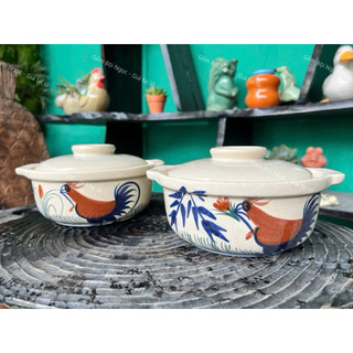 Nồi Gốm Cao Cấp Vẽ Gà/Nồi Lẩu Mini 17cm/20cm Nhiều Mẫu Xinh - Gốm Xưa - Nấu Được Bếp Củi - Bếp Ga - Gốm Thủ Côg Đẹp