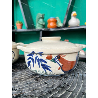 Nồi Gốm Cao Cấp Vẽ Gà/Nồi Lẩu Mini 17cm/20cm Nhiều Mẫu Xinh - Gốm Xưa - Nấu Được Bếp Củi - Bếp Ga - Gốm Thủ Côg Đẹp